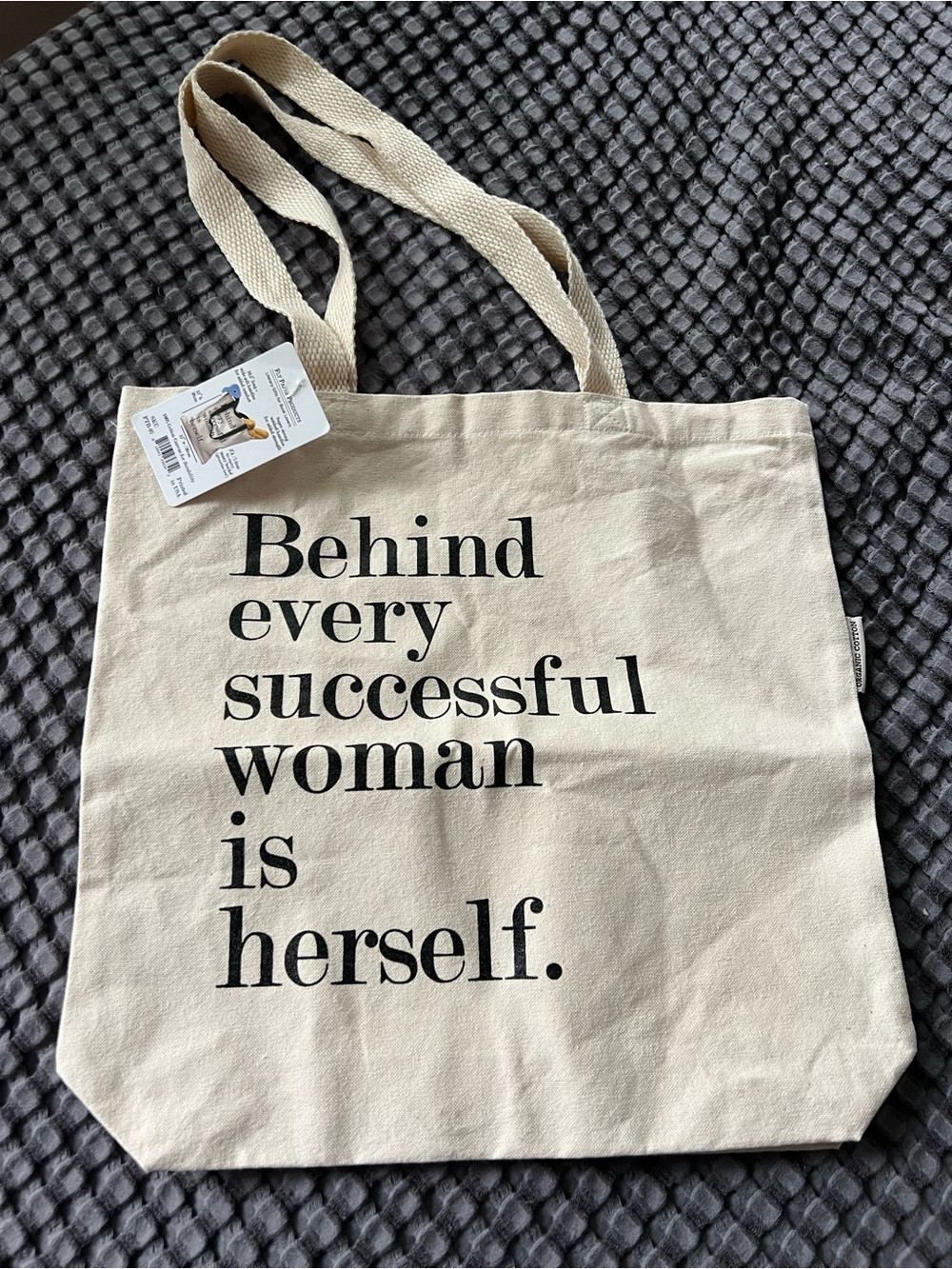 Canvas Tote Bag with Inspirational Quote - Cream